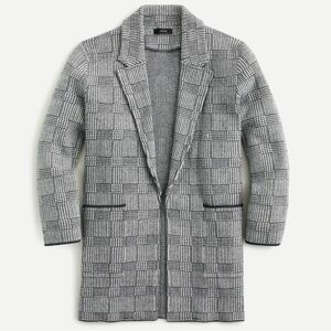 J Crew Glen Plaid Open Knit Wool Blend Sophie Cardigan Sweater Blazer Size Small